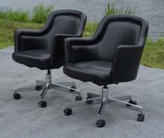 Stow Davis Furniture Co Set of 12 Stow Davis Black Leather Chrome Rolling Swivel Desk or Office Chairs - 4302452