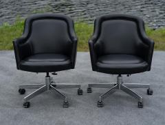  Stow Davis Furniture Co Set of 12 Stow Davis Black Leather Chrome Rolling Swivel Desk or Office Chairs - 4302467