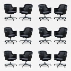  Stow Davis Furniture Co Set of 12 Stow Davis Black Leather Chrome Rolling Swivel Desk or Office Chairs - 4305865