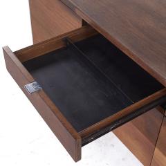  Stow Davis Furniture Co Stow Davis Mid Century Leather Walnut and Chrome Credenza - 3834534