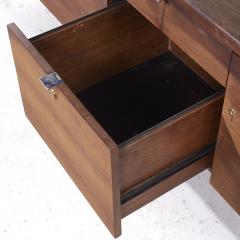  Stow Davis Furniture Co Stow Davis Mid Century Leather Walnut and Chrome Credenza - 3834540