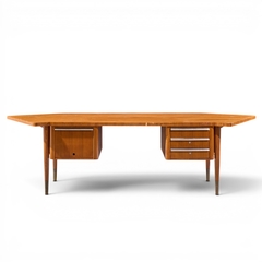 Stow Davis Furniture Co Stow Davis Mid Century Walnut Boomerang Executive Desk - 4693636