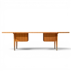  Stow Davis Furniture Co Stow Davis Mid Century Walnut Boomerang Executive Desk - 4693640