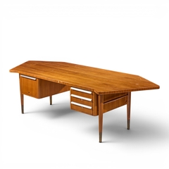  Stow Davis Furniture Co Stow Davis Mid Century Walnut Boomerang Executive Desk - 4693641