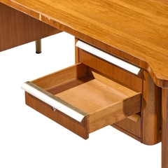  Stow Davis Furniture Co Stow Davis Mid Century Walnut Boomerang Executive Desk - 4693642
