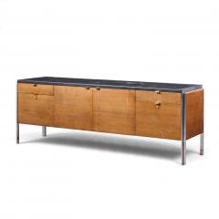  Stow Davis Furniture Co Stow Davis Mid Century Walnut Leather and Chrome Credenza - 4819968