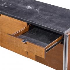  Stow Davis Furniture Co Stow Davis Mid Century Walnut Leather and Chrome Credenza - 4819971