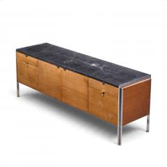  Stow Davis Furniture Co Stow Davis Mid Century Walnut Leather and Chrome Credenza - 4819972