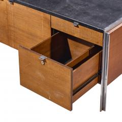  Stow Davis Furniture Co Stow Davis Mid Century Walnut Leather and Chrome Credenza - 4819973