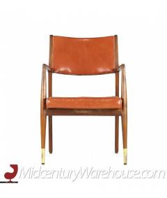  Stow Davis Furniture Co Stow Davis Mid Century Walnut and Brass Lounge Chair - 3128007