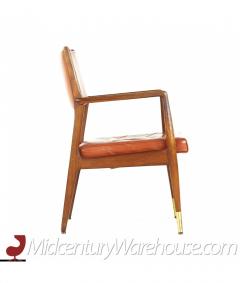  Stow Davis Furniture Co Stow Davis Mid Century Walnut and Brass Lounge Chair - 3128009