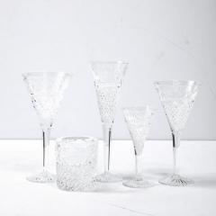  Stuart Glass Company Set of 60 Modernist Etched Crystal Glasses by Stuart with Neoclassical Detailing - 4037692