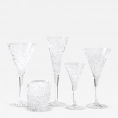  Stuart Glass Company Set of 60 Modernist Etched Crystal Glasses by Stuart with Neoclassical Detailing - 4039443