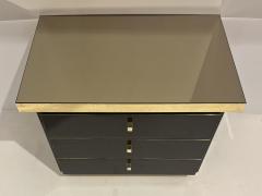  Studio A 1970 Italian Vintage Brass Black Lacquer 3 Drawer Pair of NightStands Sidetables - 3057259