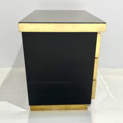  Studio A 1970 Italian Vintage Brass Black Lacquer 3 Drawer Pair of NightStands Sidetables - 3057260