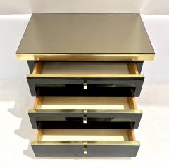  Studio A 1970 Italian Vintage Brass Black Lacquer 3 Drawer Pair of NightStands Sidetables - 3057261