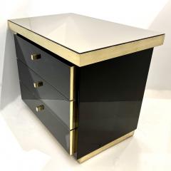  Studio A 1970 Italian Vintage Brass Black Lacquer 3 Drawer Pair of NightStands Sidetables - 3057266