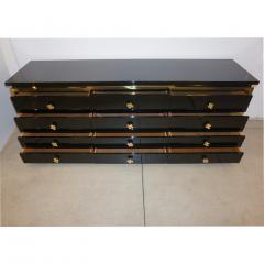  Studio A 1970s Italian Vintage Brass Black White Lacquer 12 Drawer Dresser Sideboard - 2346044