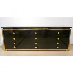  Studio A 1970s Italian Vintage Brass Black White Lacquer 12 Drawer Dresser Sideboard - 2346045