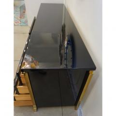  Studio A 1970s Italian Vintage Brass Black White Lacquer 12 Drawer Dresser Sideboard - 2346048