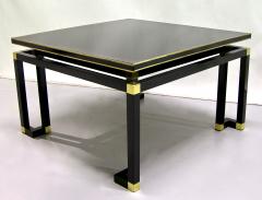  Studio A Studio A 1970s Italian Black Lacquered Wood and Brass Coffee Sofa Table - 701312