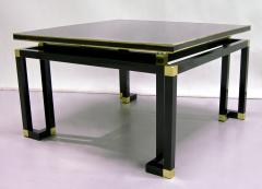  Studio A Studio A 1970s Italian Black Lacquered Wood and Brass Coffee Sofa Table - 701317