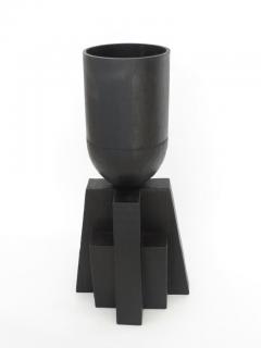  Studio Arno Declercq ARNO DECLERCQ BLACK BELGIAN OAK AND BURNED STEEL LARGE BABEL VASE - 1223419