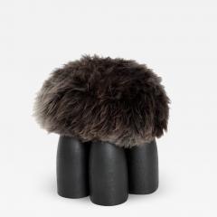  Studio Arno Declercq SENUFO STOOL OTTOMAN WITH BURNED AND WAXED IROKO WOOD AND SHEEPSKIN - 2072278