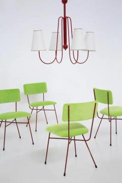  Studio BBPR Bbpr Chairs Set of Six in Velvet Green and Red - 3652587