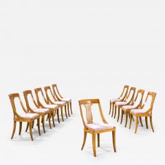  Studio BBPR Bbpr Set of 10 Chairs in Wood and Light Pink Fabric 50s - 2678690