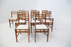  Studio BBPR Bbpr Set of 12 Wooden Mid Century Chairs in Boucl  - 3669443