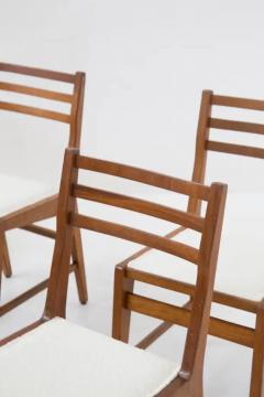  Studio BBPR Bbpr Set of 12 Wooden Mid Century Chairs in Boucl  - 3669629