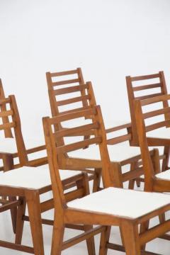  Studio BBPR Bbpr Set of 12 Wooden Mid Century Chairs in Boucl  - 3669630