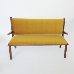  Studio BBPR Italian 1940s Bench in Wood and Yellow Velvet Upholstery Att to Studio BBPR - 1528855