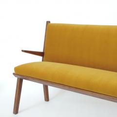  Studio BBPR Italian 1940s Bench in Wood and Yellow Velvet Upholstery Att to Studio BBPR - 1528859