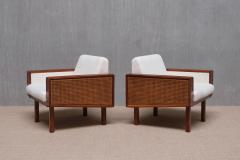  Studio BBPR Pair of BBPR Attributed Armchairs in Mahogany Cane Boucl Italy Late 1950s - 4305052