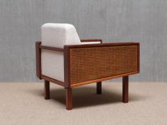 Studio BBPR Pair of BBPR Attributed Armchairs in Mahogany Cane Boucl Italy Late 1950s - 4305054