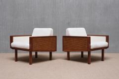  Studio BBPR Pair of BBPR Attributed Armchairs in Mahogany Cane Boucl Italy Late 1950s - 4305056