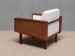  Studio BBPR Pair of BBPR Attributed Armchairs in Mahogany Cane Boucl Italy Late 1950s - 4305058