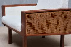  Studio BBPR Pair of BBPR Attributed Armchairs in Mahogany Cane Boucl Italy Late 1950s - 4305060