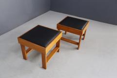  Studio BBPR Pair of MidCentury stools by BBPR Studio in Pear wood vinyl 1930s - 1191751