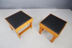  Studio BBPR Pair of MidCentury stools by BBPR Studio in Pear wood vinyl 1930s - 1191753