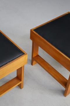  Studio BBPR Pair of MidCentury stools by BBPR Studio in Pear wood vinyl 1930s - 1191758