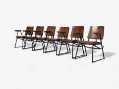 Studio BBPR Studio BBPR Lacquered Iron Wood Twelve Armchairs Italy 1960s - 4368141