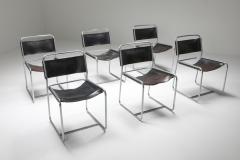  Studio Grassi Bianchi Black Leather Pasqualina CAB Dining Chairs 1970s - 1395158