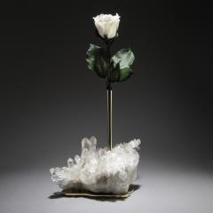  Studio Greytak Studio Greytak Bud Vase on Himalayan Quartz Bronze Clear Quartz White Rose - 1111062