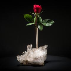  Studio Greytak Studio Greytak Bud Vase on Himalayan Quartz Bronze Clear Quartz White Rose - 1111067