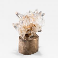  Studio Greytak Studio Greytak Quartz on Bronze Base Clear Quartz and Bronze Pedestal Stand - 1113820