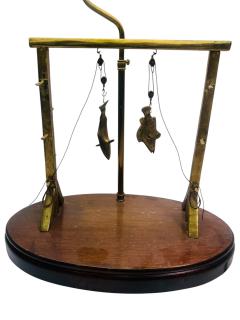  Studio J McDonald ARTIST SIGNED BRASS SCULPTURAL SHARK GROUPER FISH CATCH SCALE LAMP - 4695593