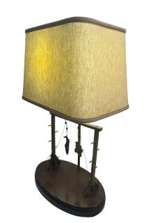  Studio J McDonald ARTIST SIGNED BRASS SCULPTURAL SHARK GROUPER FISH CATCH SCALE LAMP - 4695594